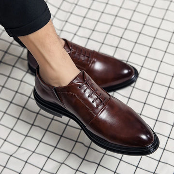 Xajzpa Business Formal Leather Shoes Men Autumn Men Shoes Low-top Solid Wedding Shoes Color Fashion Oxford Pointed Office Shoes
